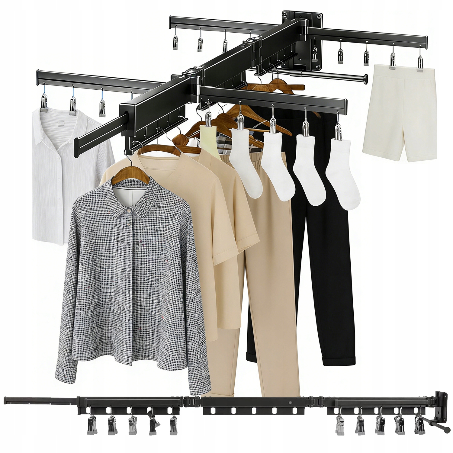 Levně Tříramenná Telescopová Sušák Na Oblečení Pro Posádku Bytů