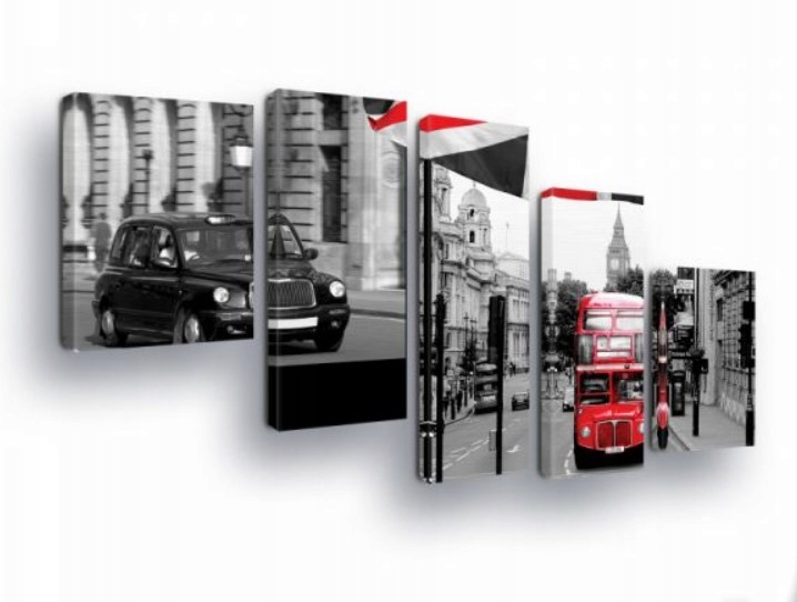 Obraz 170x100 Londýn Černé taxíky Červený autobus Město Architektura