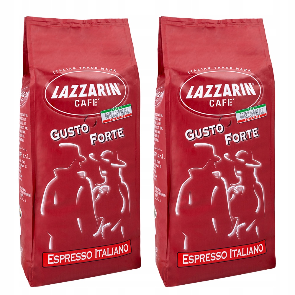 Levně Káva zrnková Lazzarin Gusto Forte káva z Itálie pražená smíšená 2 x 1 kg