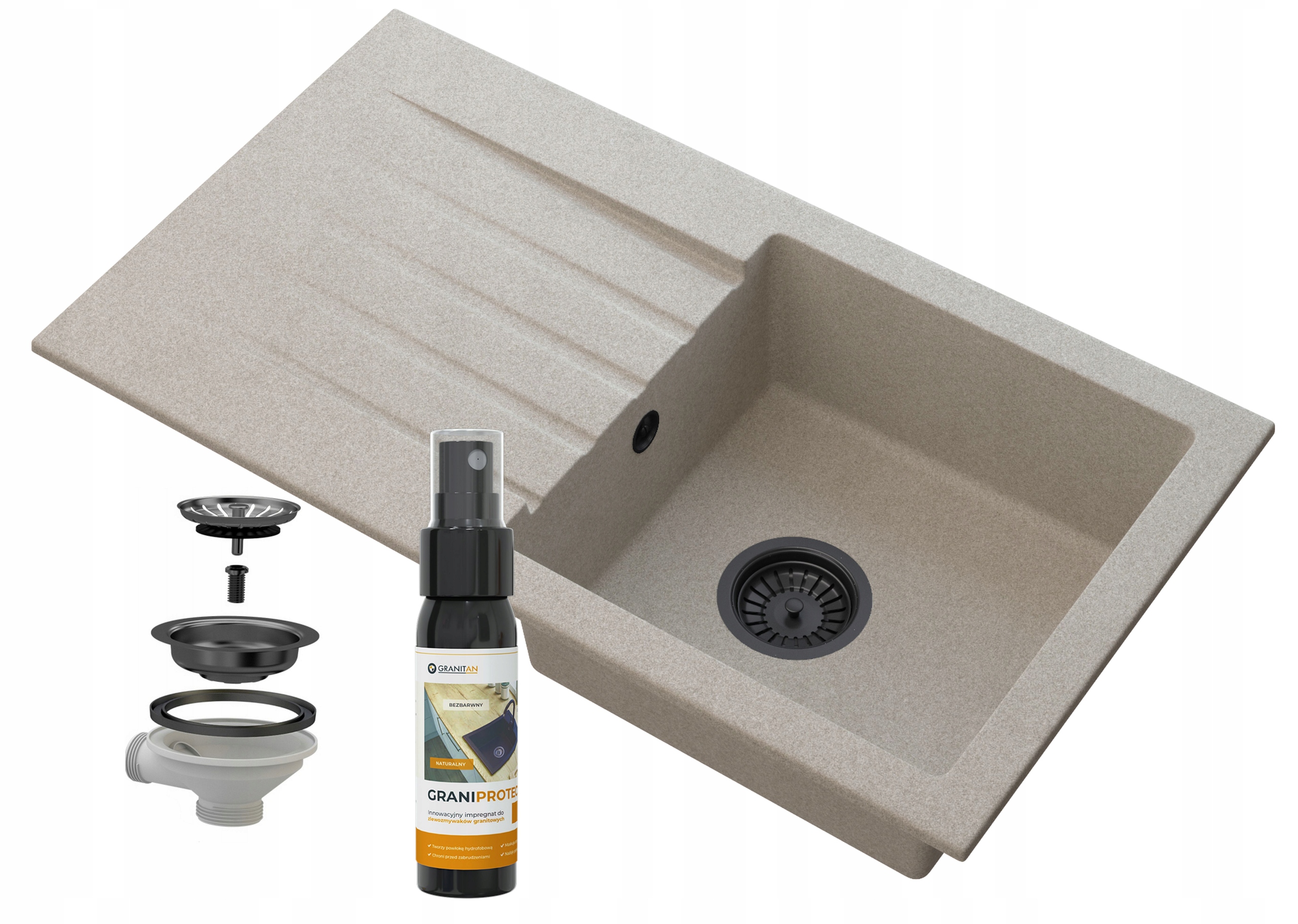 Dřez S Odkapávačem Černý Sifon 6 Kol