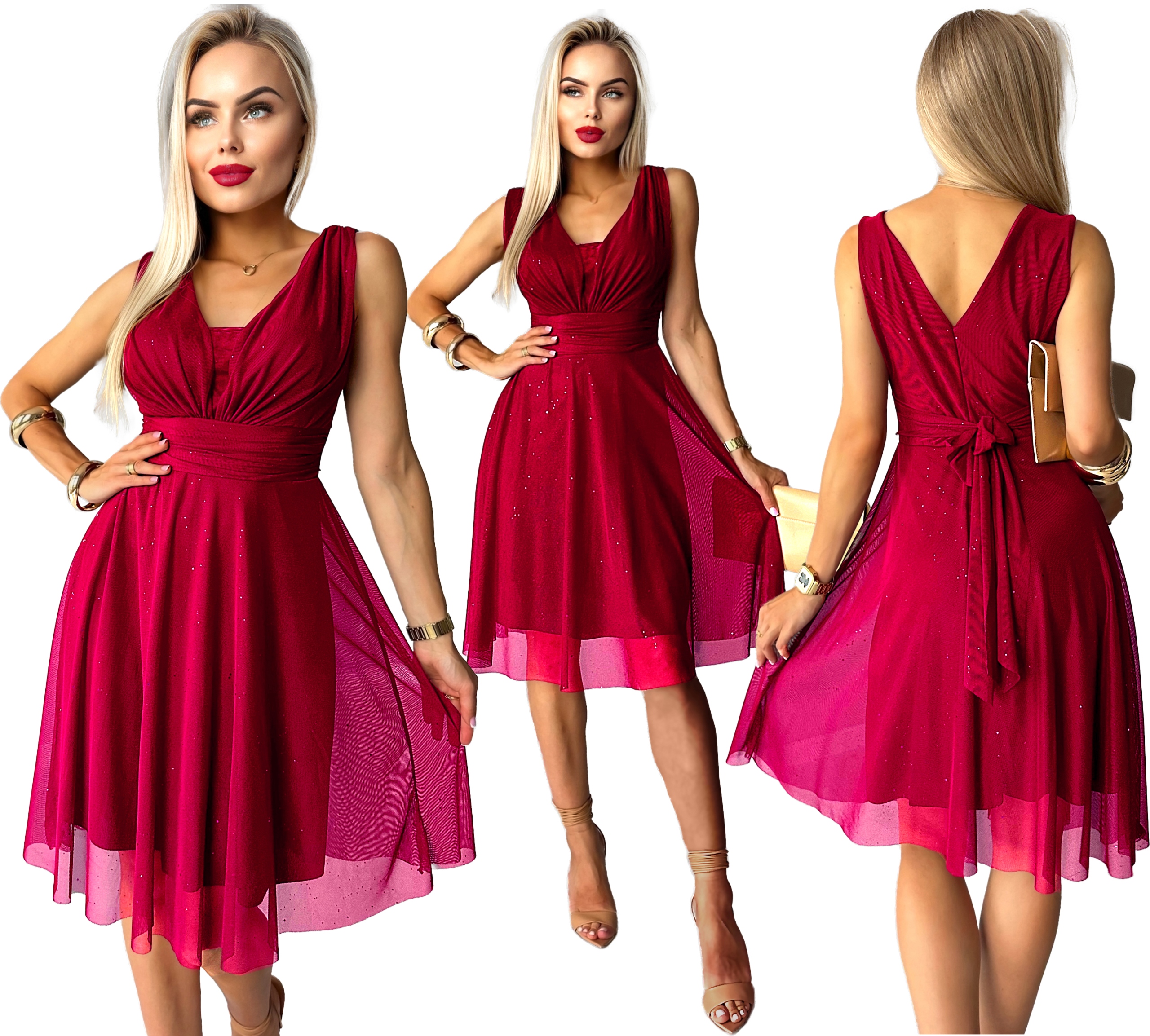 Elegantní Šaty Dámská vizitková šifonová s brokátem svatební hostina LXL Aisha