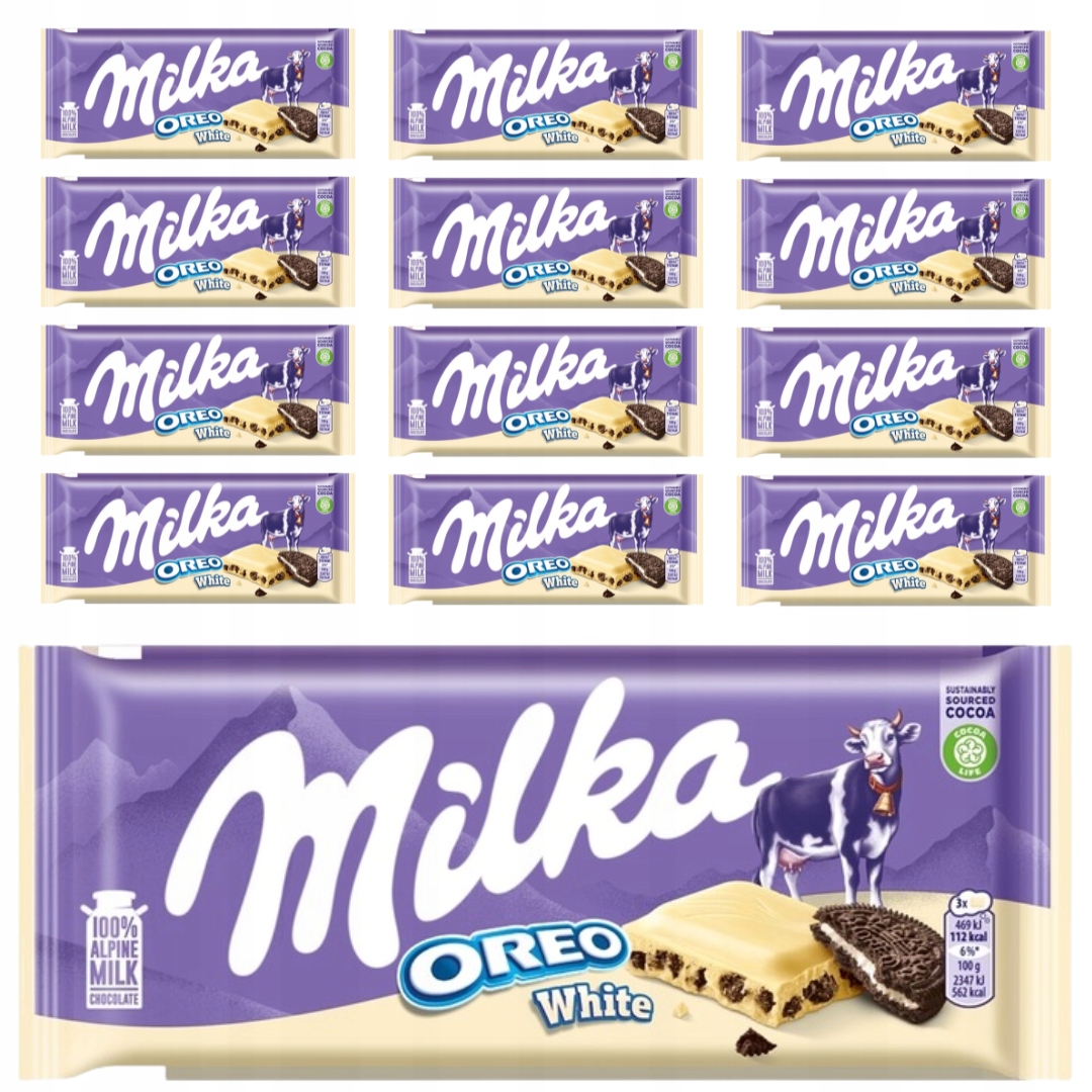 Levně Milka Bílá čokoláda Oreo White 100 g x 12 kusů