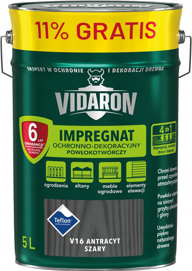 

Vidaron Impregnat Ochronny Antracyt Szary V16 5L