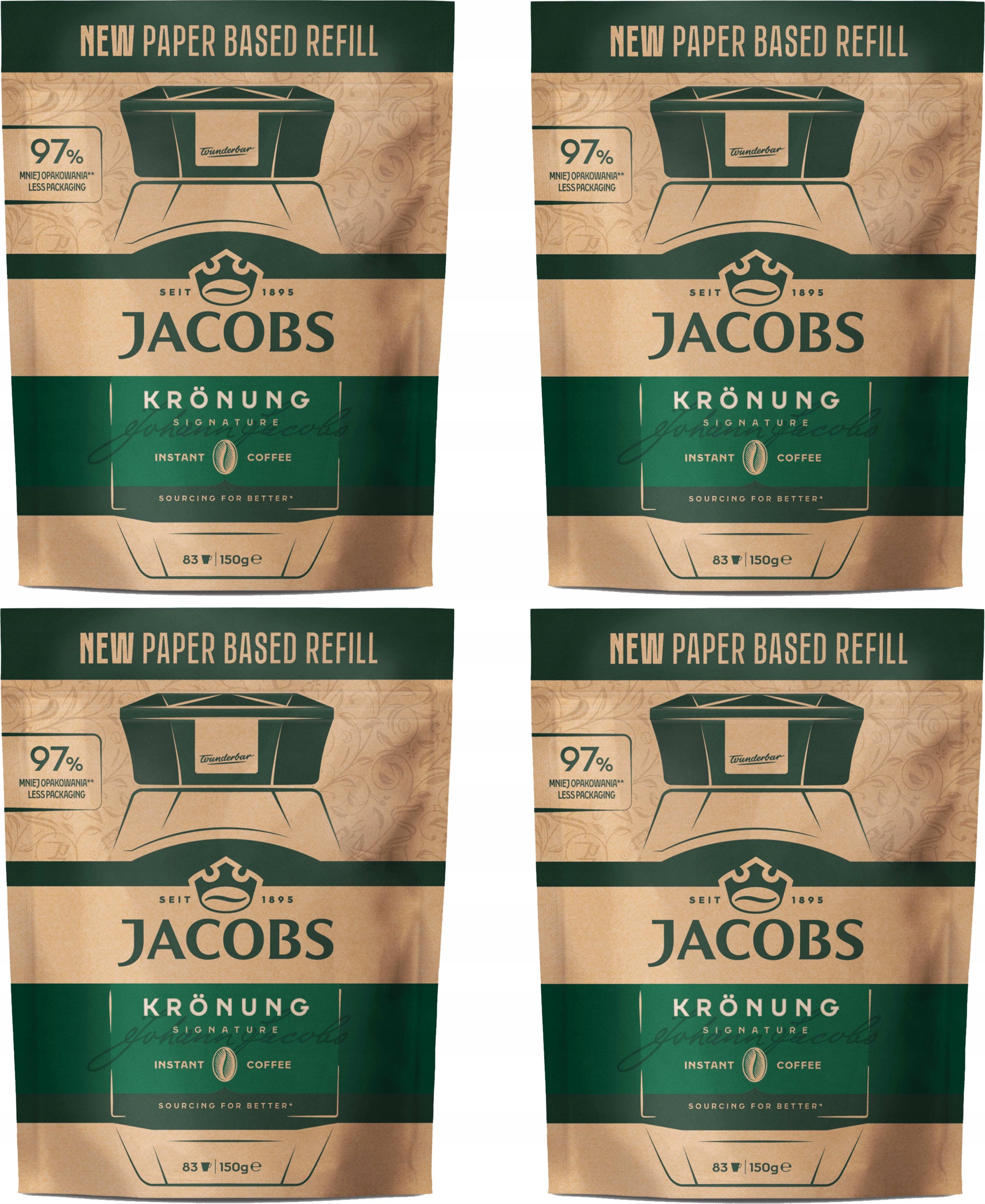 Kawa rozpuszczalna Jacobs Kronung 4 x 150g Refill
