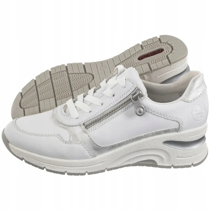 Boty Tenisky Polobotky Kožené Dámské Rieker Bílé N9301-80 Bílé