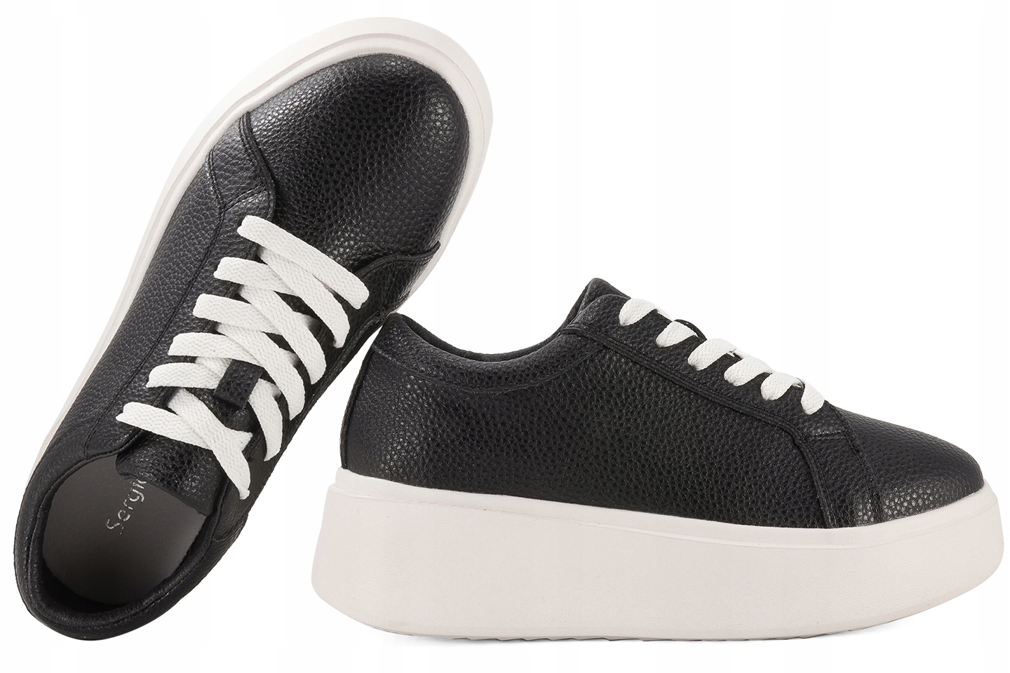 Sergio Leone SP024 Polobotky Tenisky Na Platformě Kožené Pu