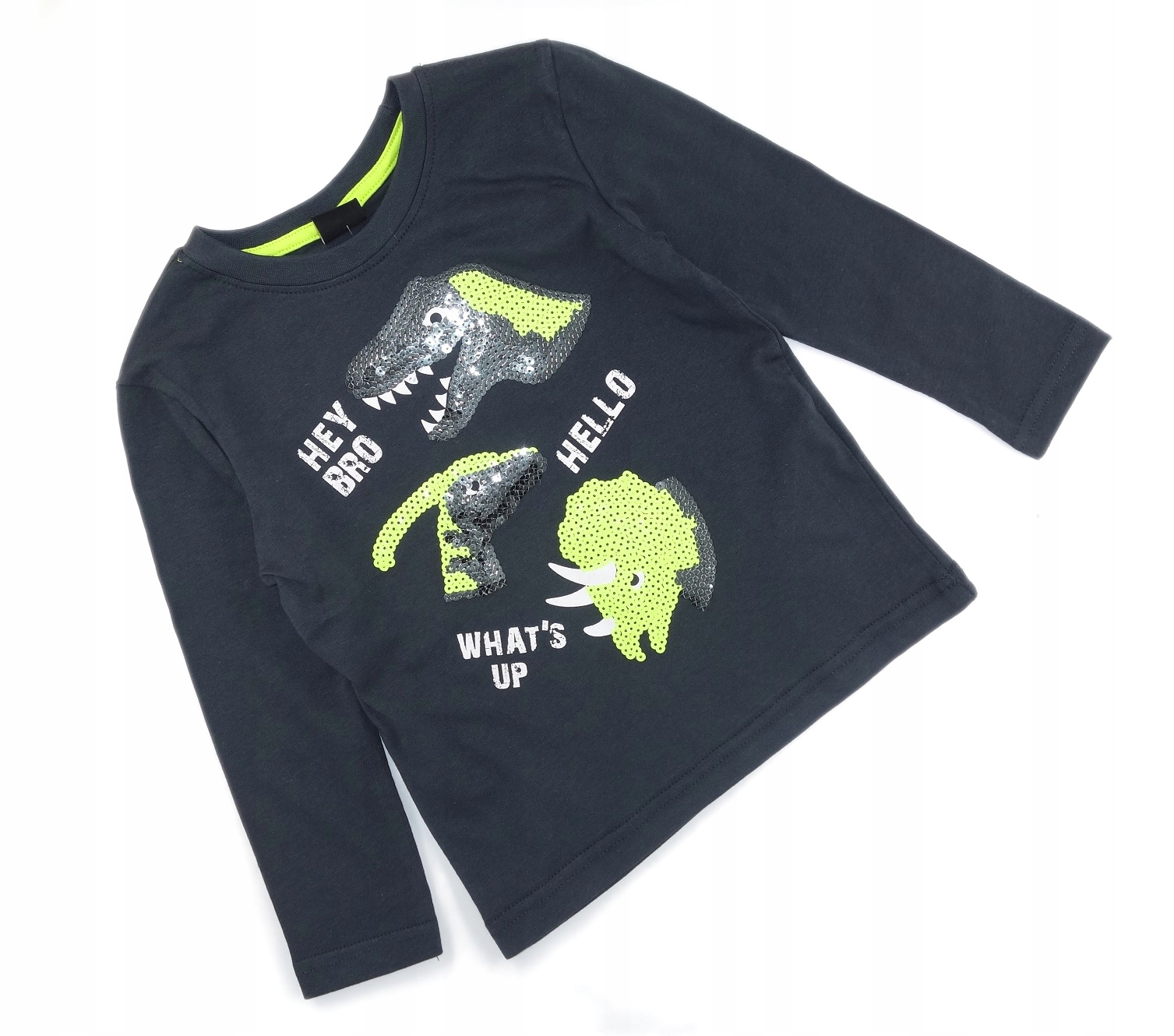 

Bluzka Chłopięca Długi Rękaw Cekiny Dinozaury 110