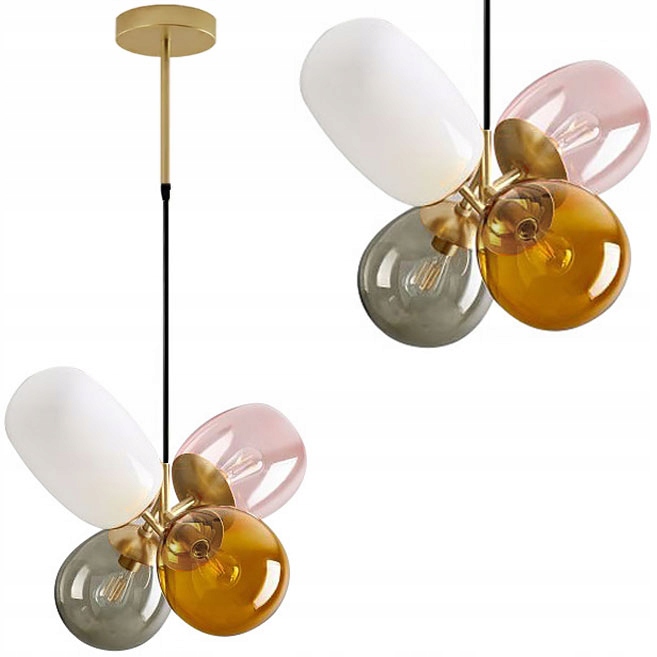 Żyrandol sufitowy wiszący lampa sufitowa kolorowa 4 x E14