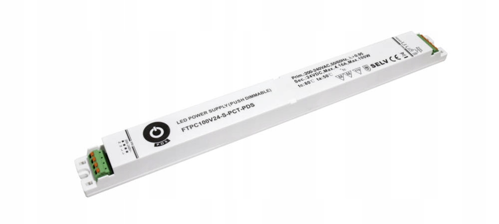 Led napájecí zdroj 100W se stmíváním Push Dimming 12V/8.33A, slim (úzký)