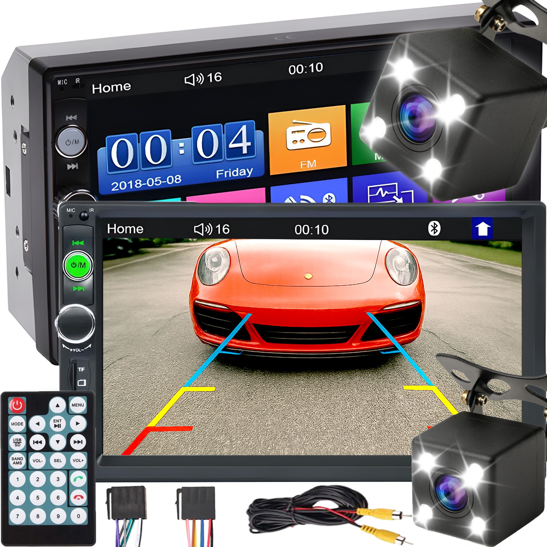 Autorádio Bluetooth 2 Din 7 Palců Dotyková Obrazovka Monitor Usb Aux