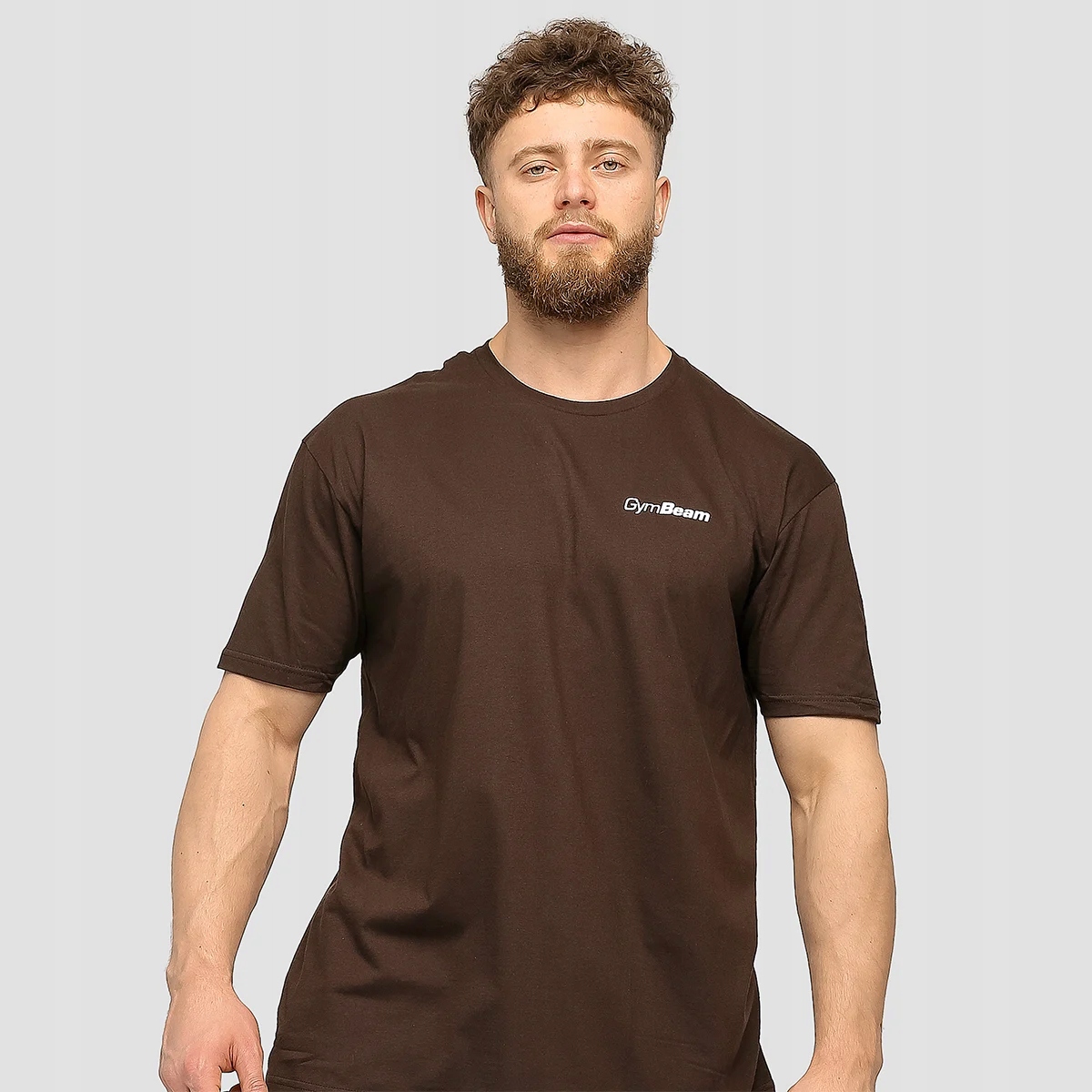 Koszulka Męska Bawełniana T-shirt Basic Krótki Rękaw Brązowy GymBeam XXXL