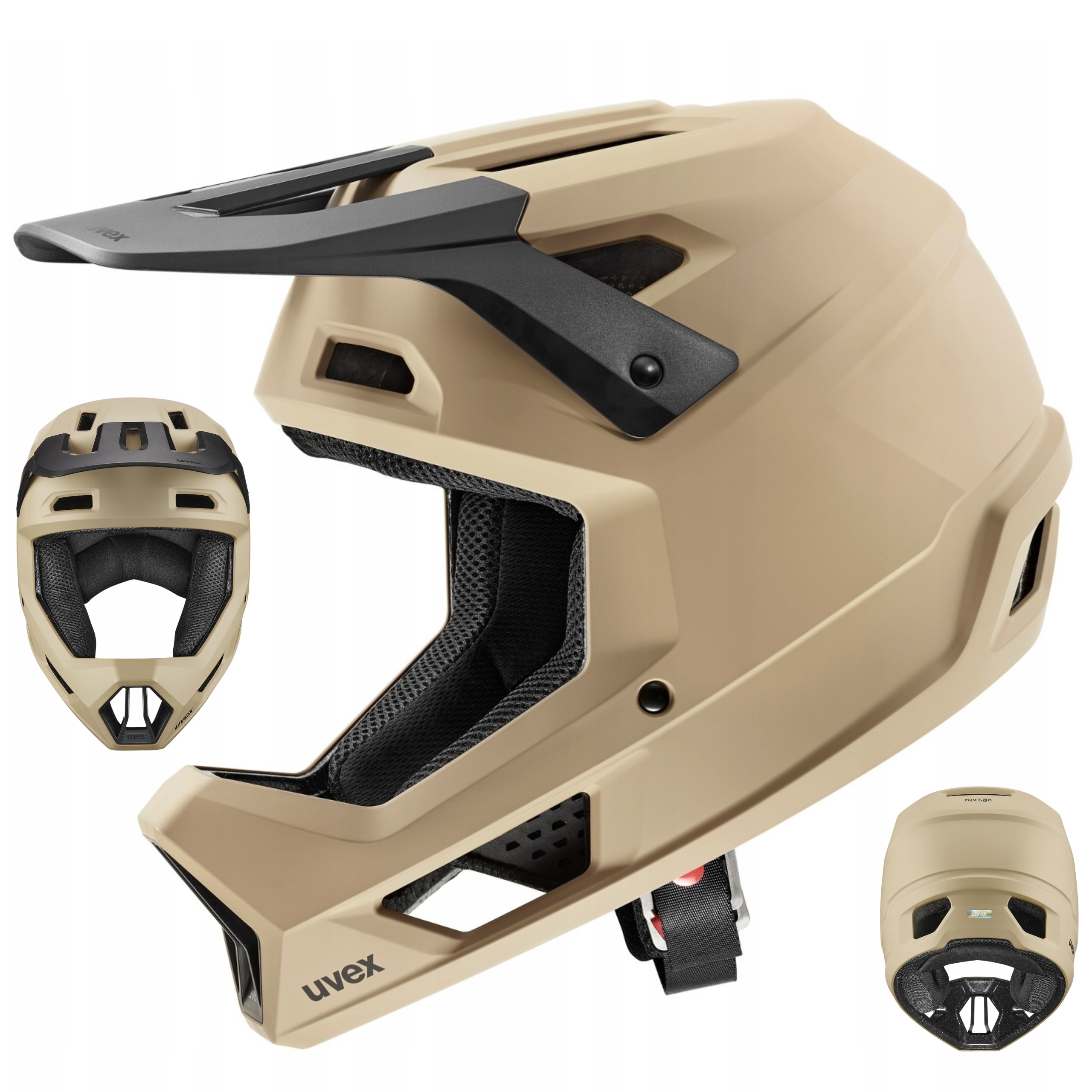 Kask rowerowy full face pełny Uvex Ravage r. L 56-59 cm Beżowy