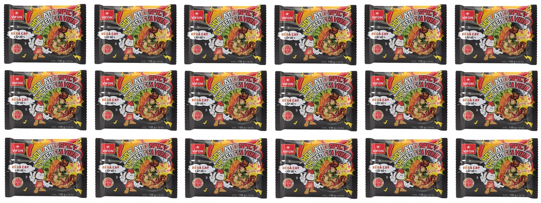 Levně 18 x 130 g Vifon Hot & Spicy X4 pokrm s nudlemi s kuřecí příchutí Karton