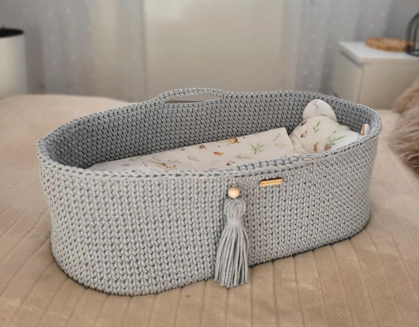Kosz Mojżesza Boho Handmade szary My Sweet Baby