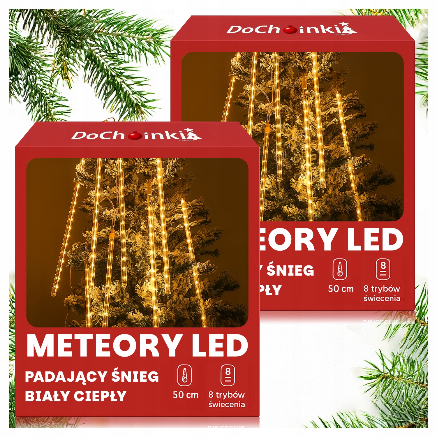 2 x Meteory Led 8x50CM Sople Efekt Padajícího Sněhu Bílá Teplá