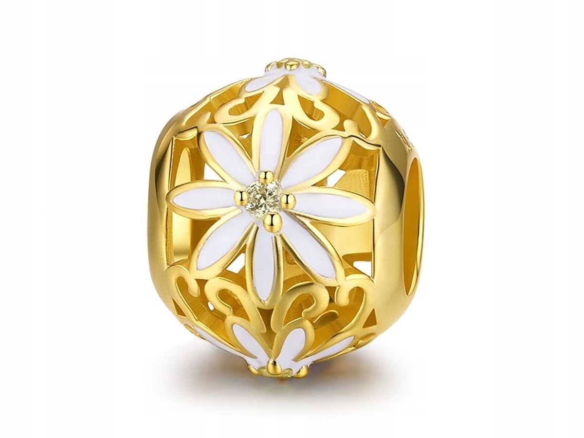 

Charms do Pandora Stokrotki Kwiat Złoty Srebro 925