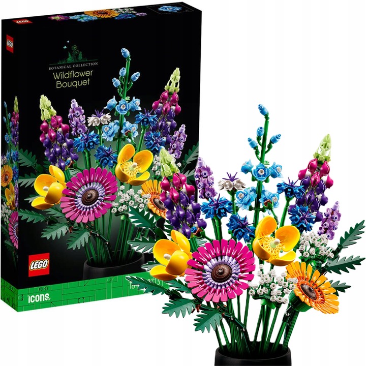LEGO ICONS BUKIET ZESTAW KWIATÓW POLNYCH OZDOBNYCH DO SALONU DOMU PREZENT