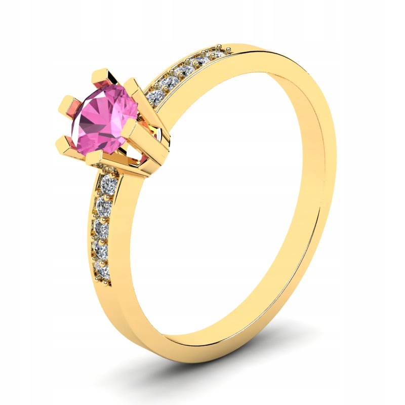 

Pierścionek Złoty Zaręczynowy Z Różową Cyrkonią