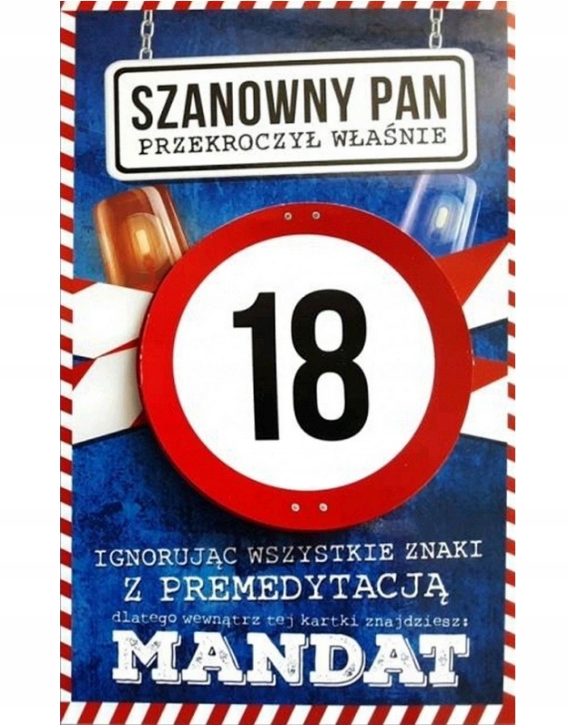 

Kartka Urodziny Z Mandatem na Osiemnastkę