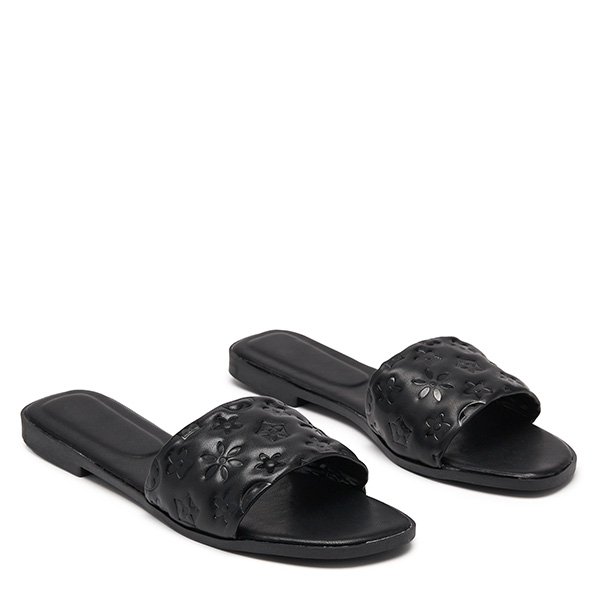 

Czarne Klapki Damskie Eko Skórzane Mersylio 38