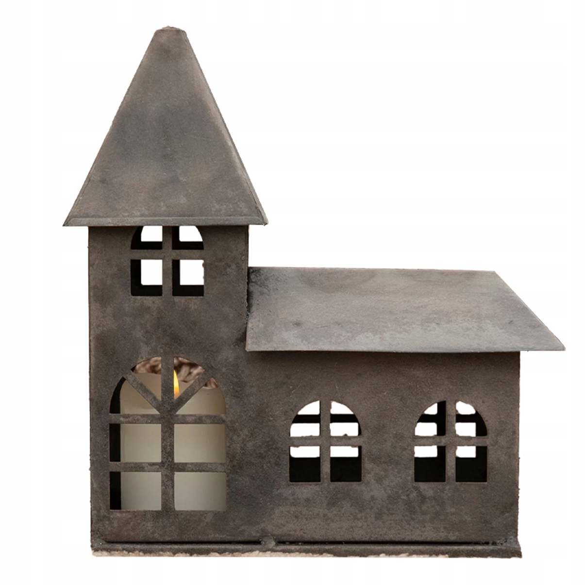 Vánoční Lucerna Kostel dům domeček Vánoce Kovová Loft na čajovou svíčku