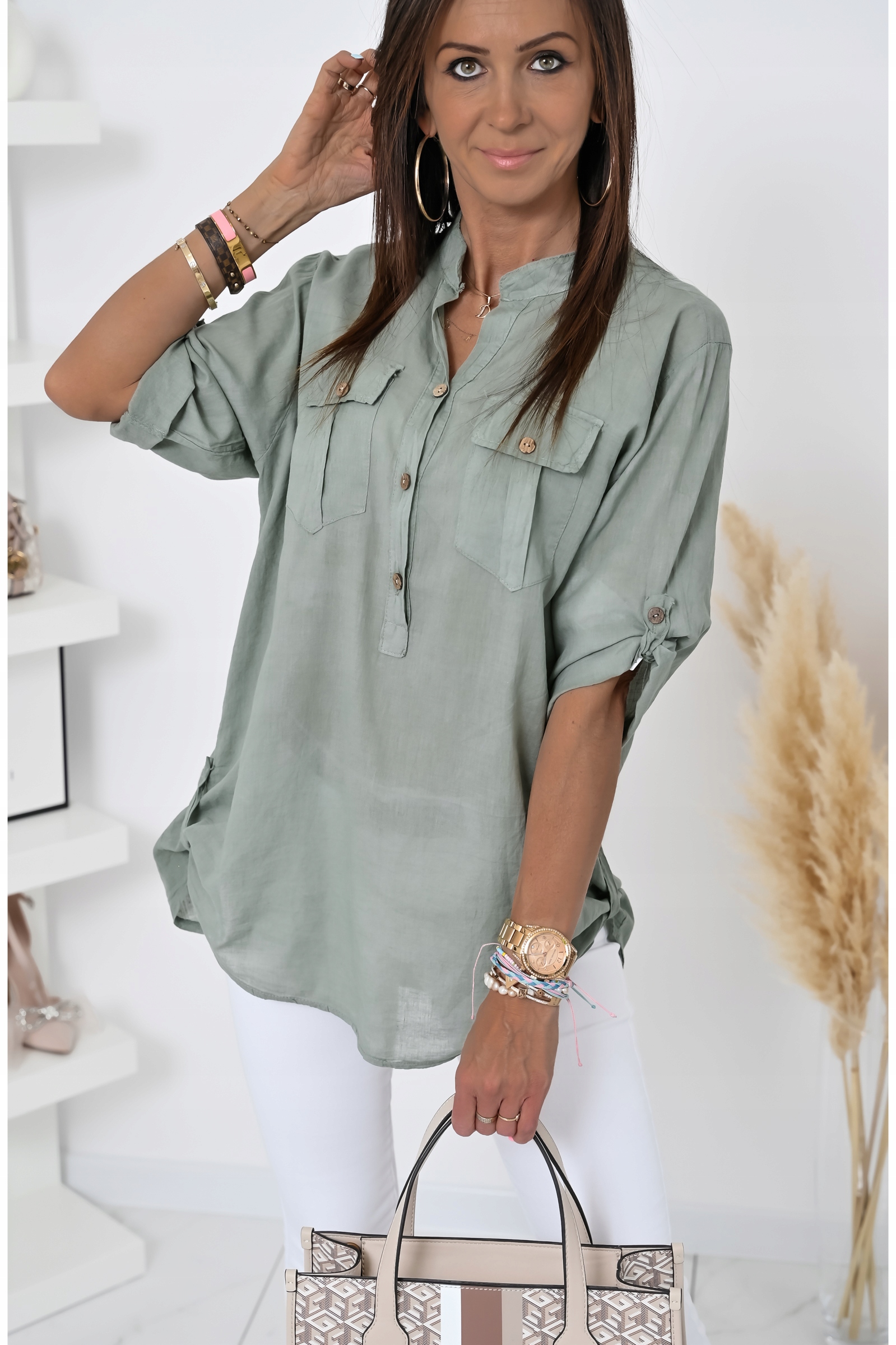 LEKKA ROZPINANA DO POŁOWY KOSZULA ALLORA! WZ.1 Marka inna