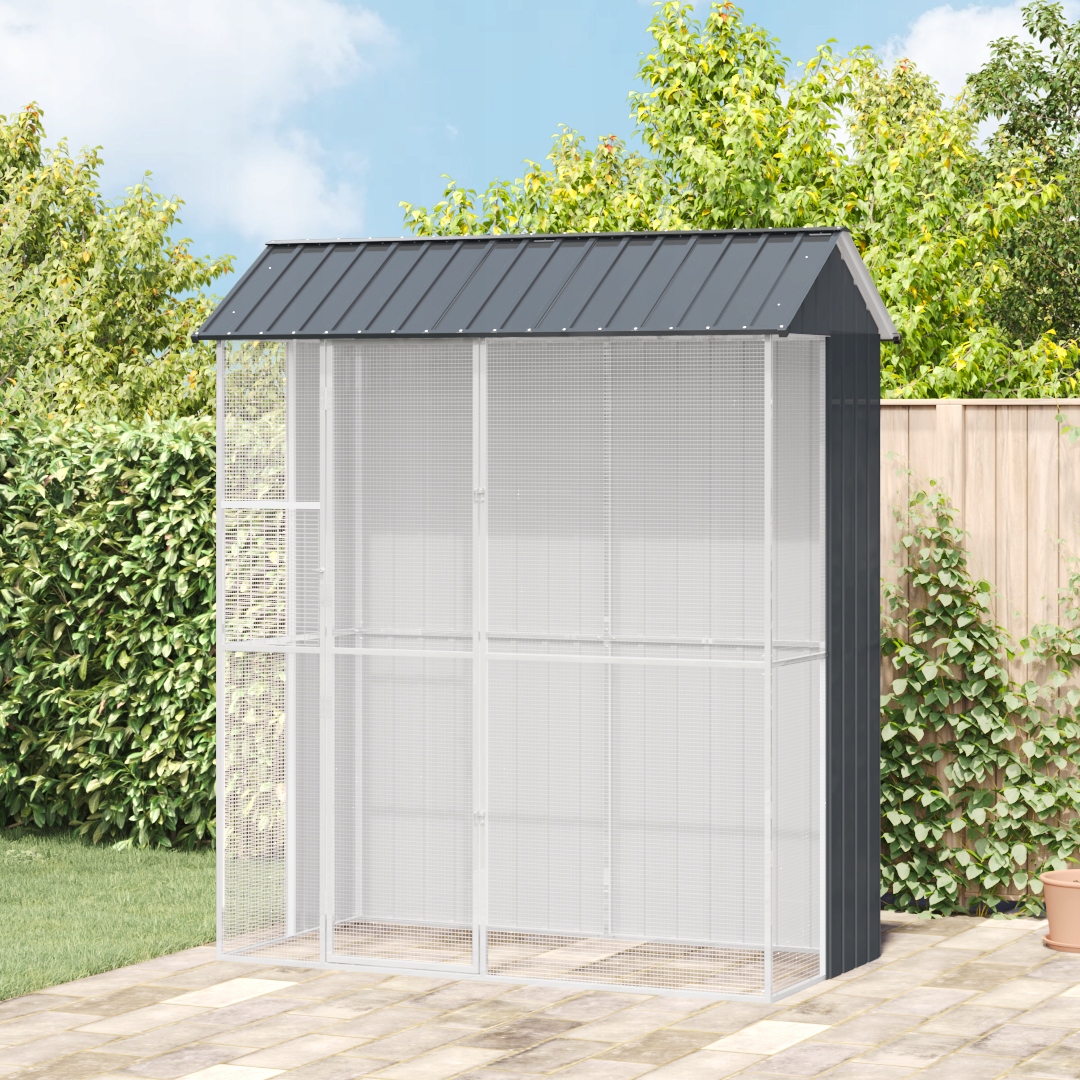 Klec pro ptáky Antracitová 215x110x247 cm Ocel Antracitová 3325172