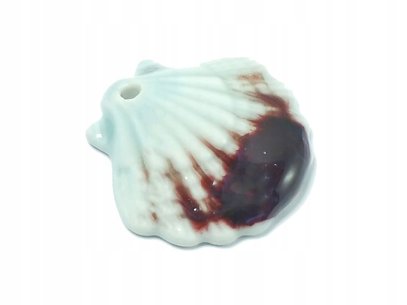 Zawieszka porcelanowa muszla 29x30 mm wzór XXV