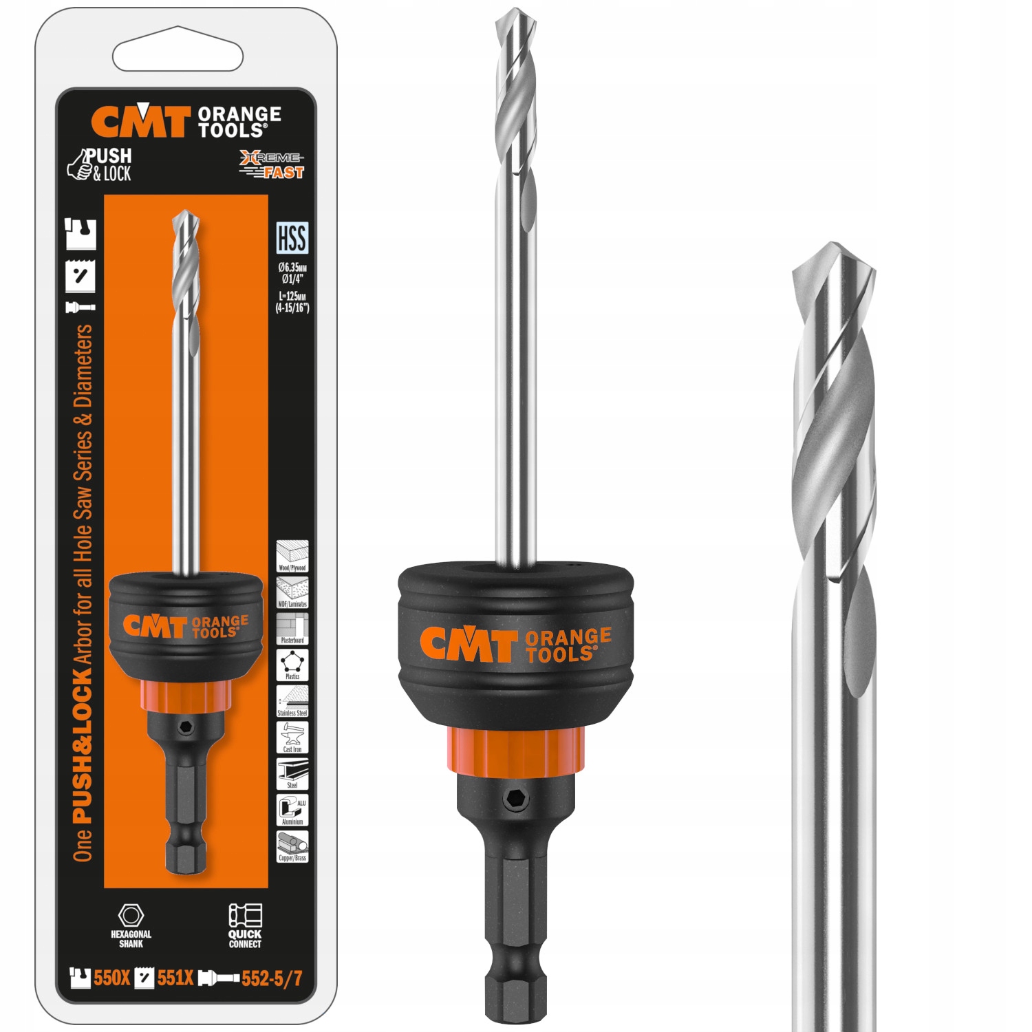 Cmt 550-PH85 Trzpień mocujący z wiertłem prowadzącym Hss 6.35x125mm HEX8.5