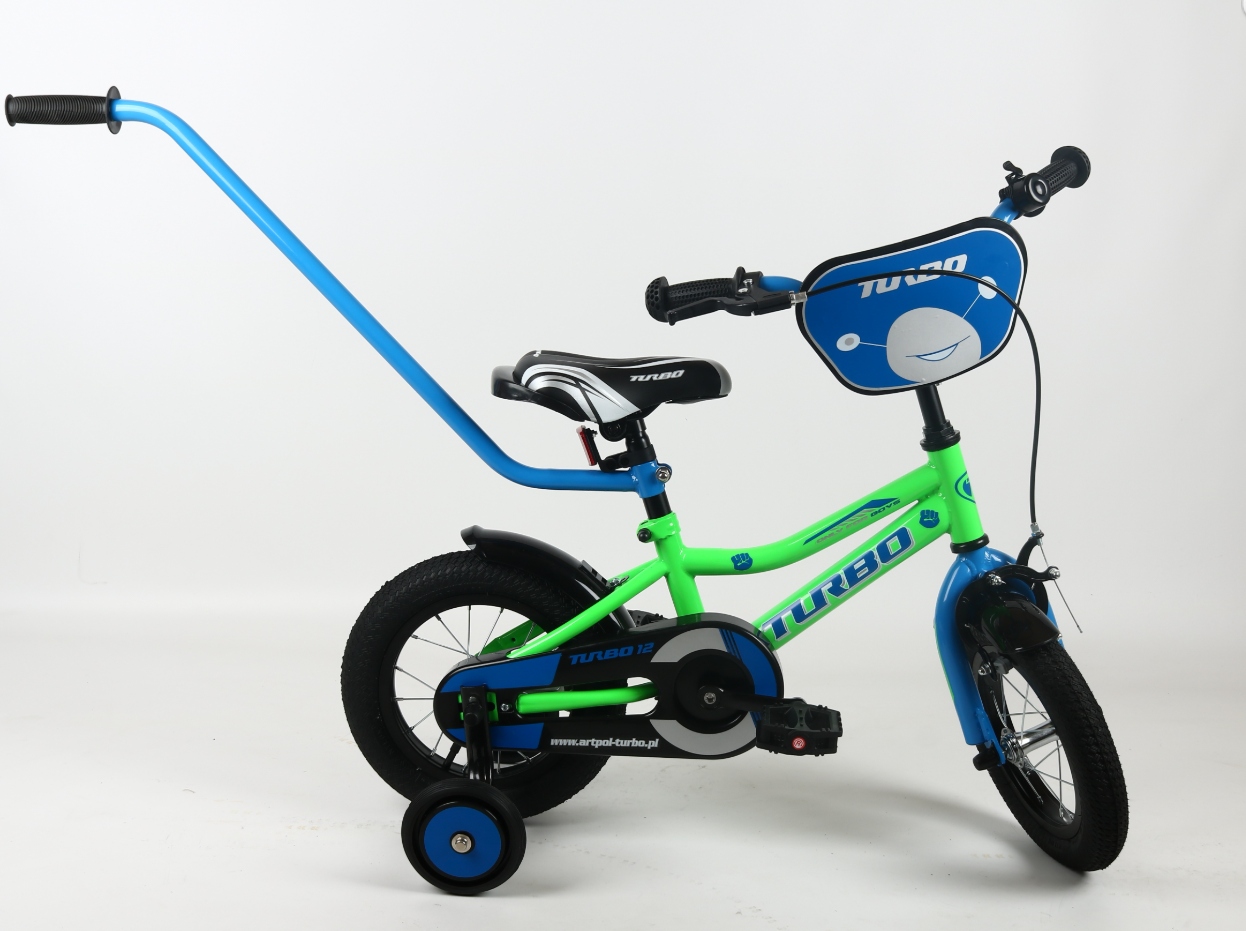 Rower dla dzieci 12" zielono niebieski Turbo Polski Producent