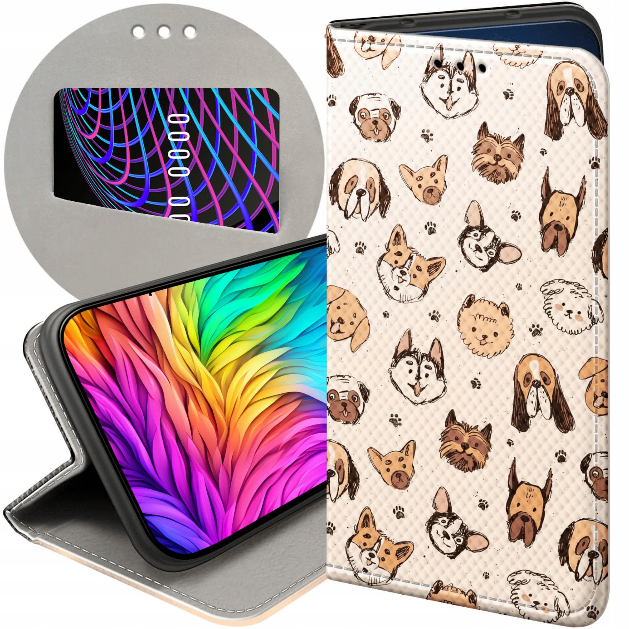 Etui Z Klapką Do Google Pixel 9 Pro XL Psy Pieski Psiaki Futerał Case