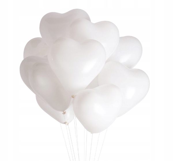 

Balony Serca Białe Ślub Walentynki 10 Sztuk