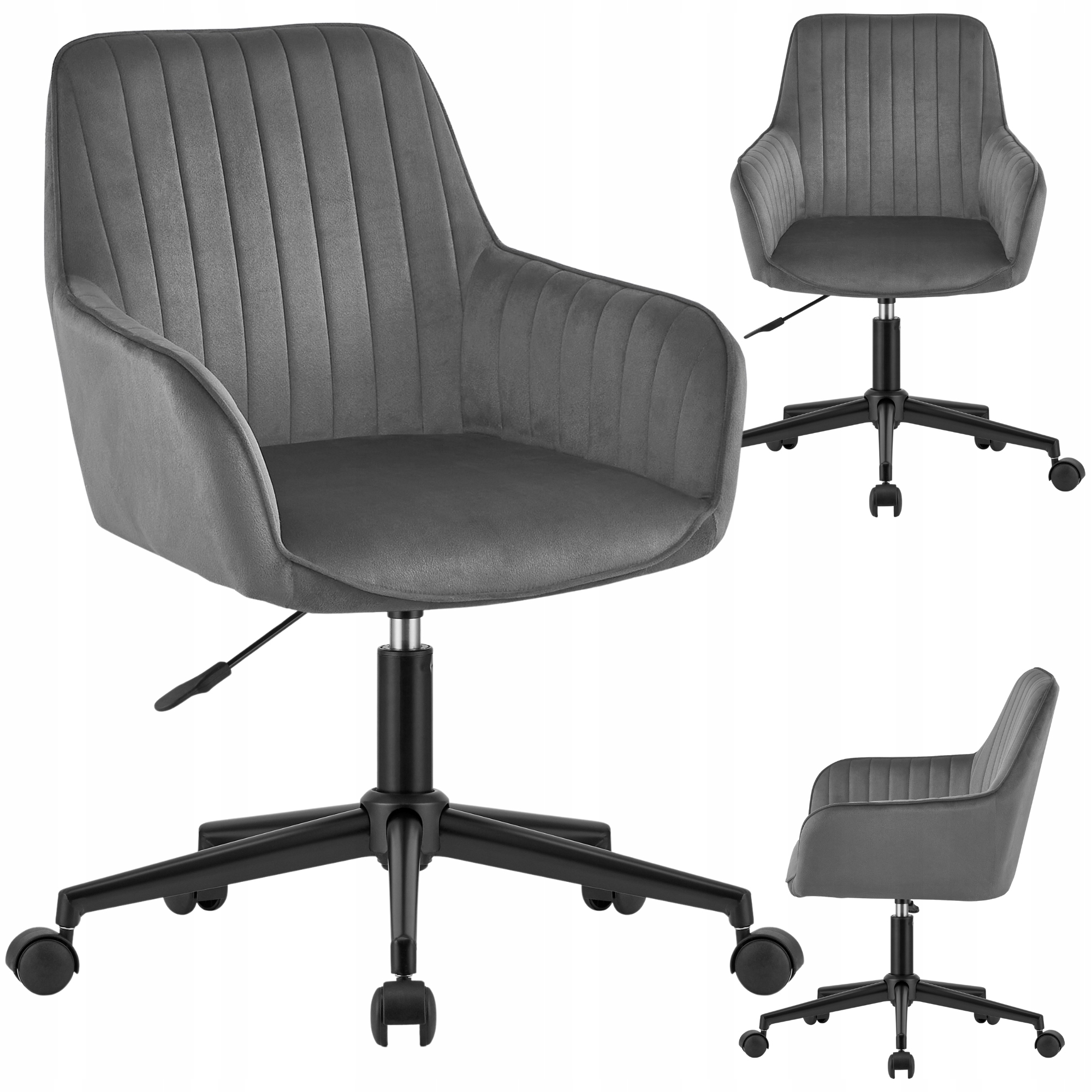 Otočné Kreslo Kancelárska velúrová stolička na stôl Toaletná stolička Šedá zamatová