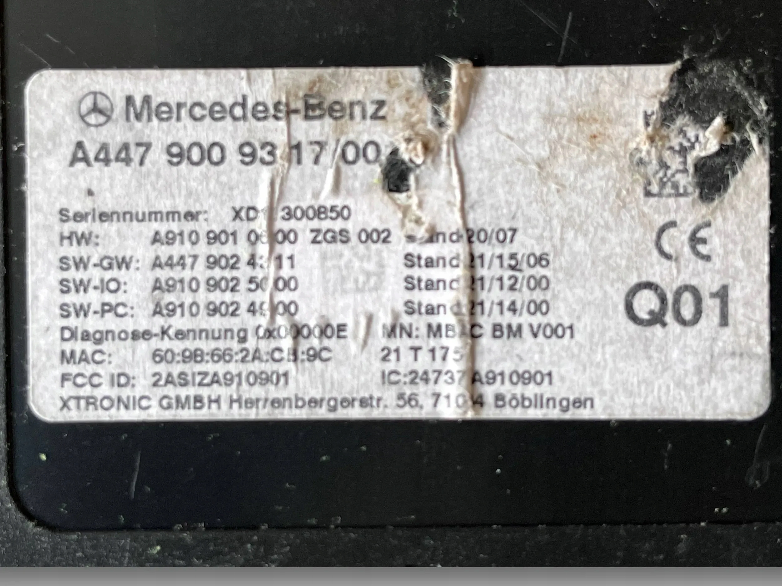 MERCEDES V KLASA 447 control unit comfort control unit 4479009317 !M