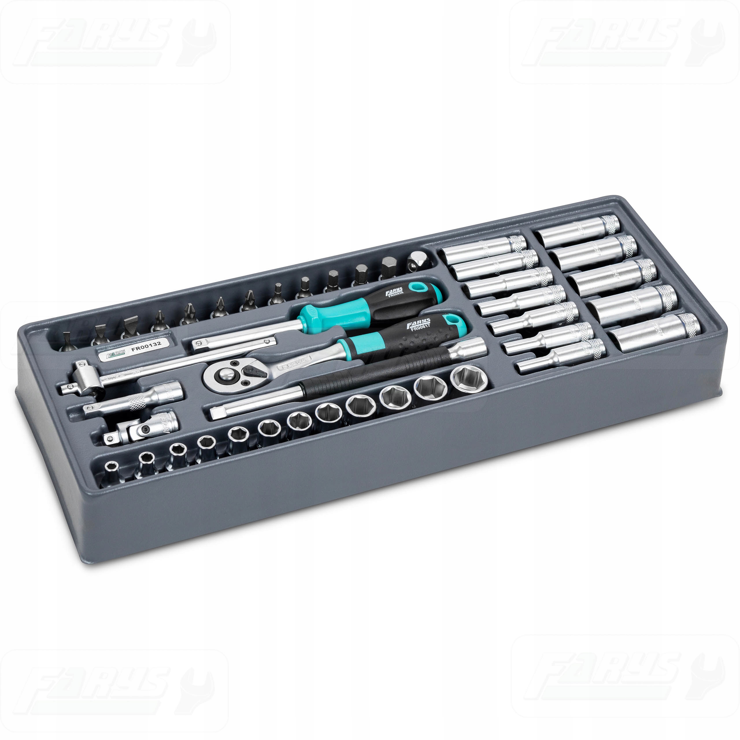 WKŁAD DO SZAFKI WYPOSAŻENIE PREMIUM ZESTAW KLUCZY NASADOWYCH 1/4” 43el. Marka Farys