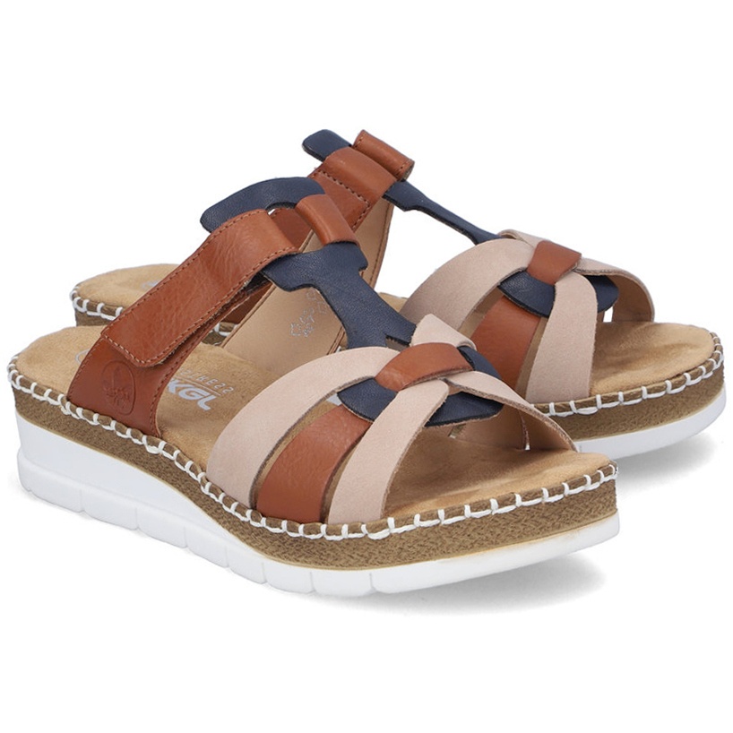 Nazouváky pantofle Rieker V1291-90 Multi hnědé Eko Kůže VEL.41