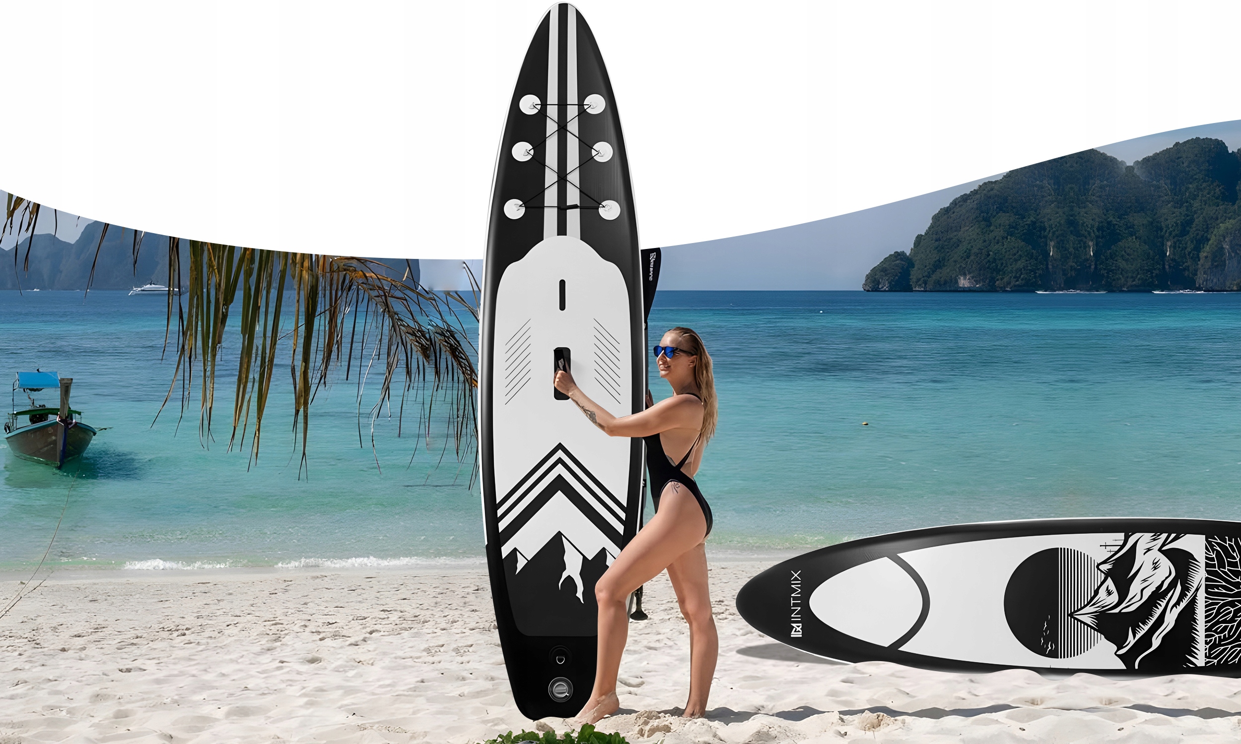 DESKA SUP DO PŁYWANIA 350 CM POMPOWANA DMUCHANA STAND UP PADDLE Z WIOSŁEM Model DESKA Z AKCESORIAMI SUP