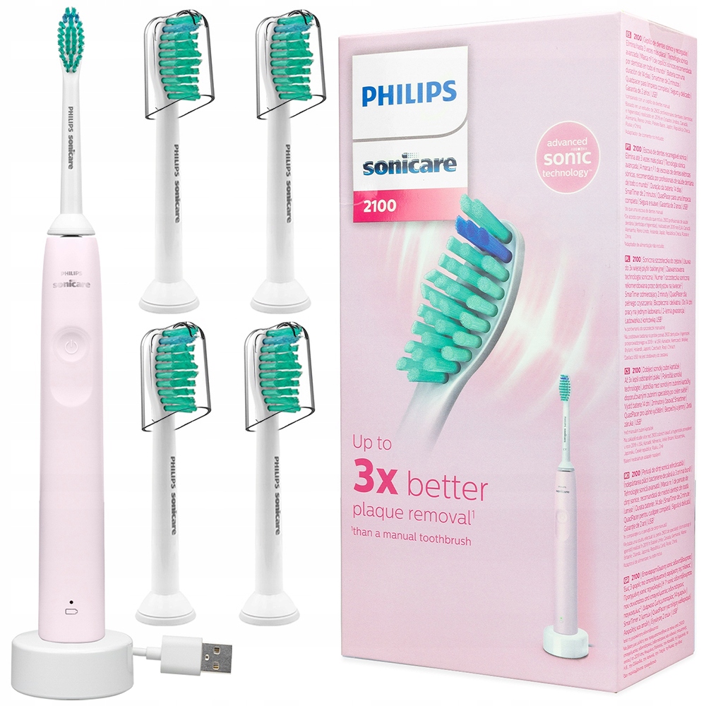 Philips HX3651/11 Różowa Szczoteczka Soniczna Do Zębów 4 Końcówki Proresult