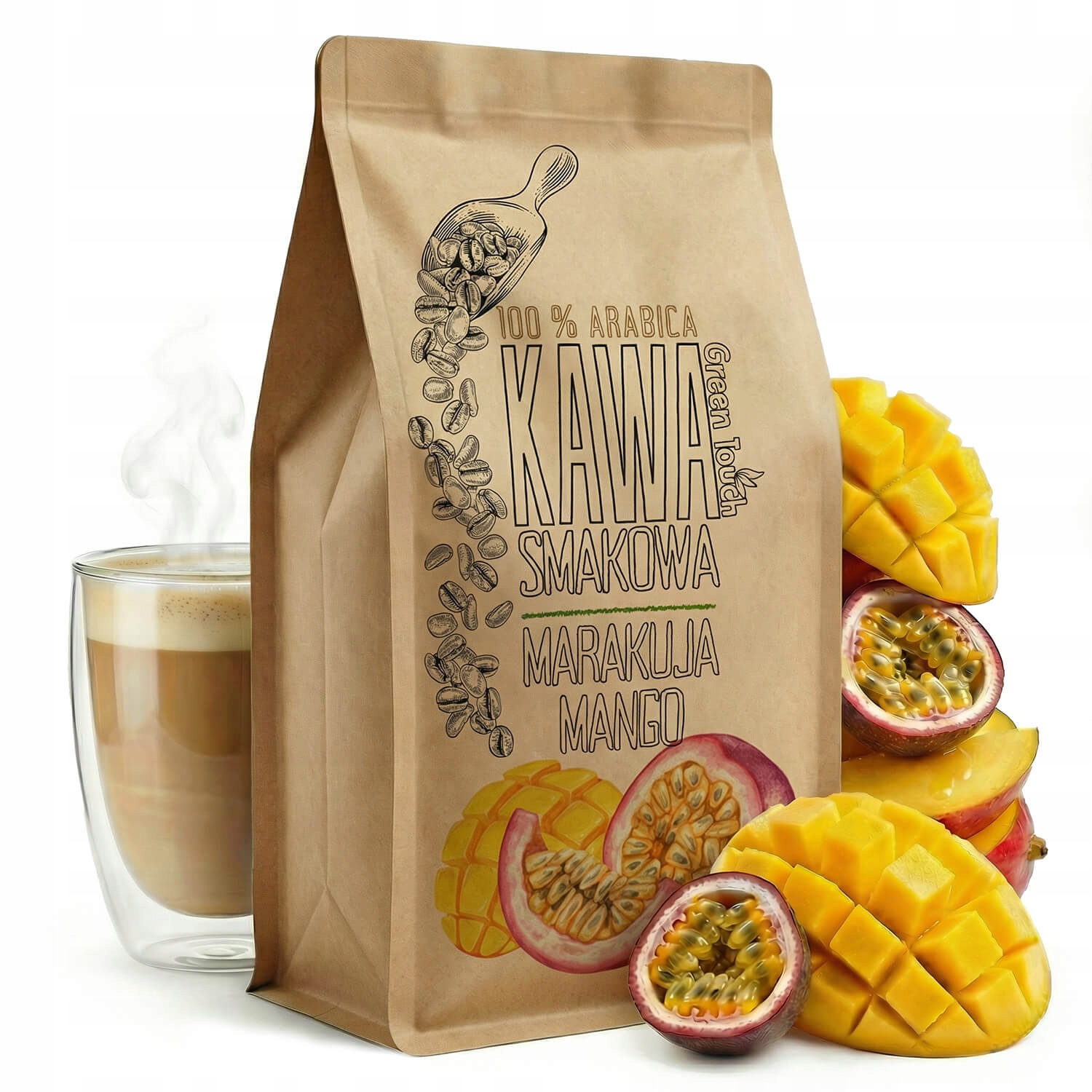 Levně mletá káva s příchutí Marakuja Z Manga 1 kg káva Green Touch