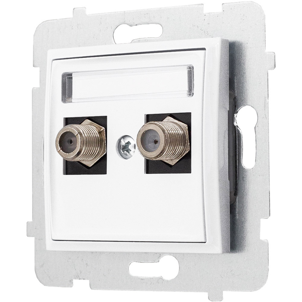 

Moduł Biały Bez Ramki Gniazdo Antenowe Podwójne