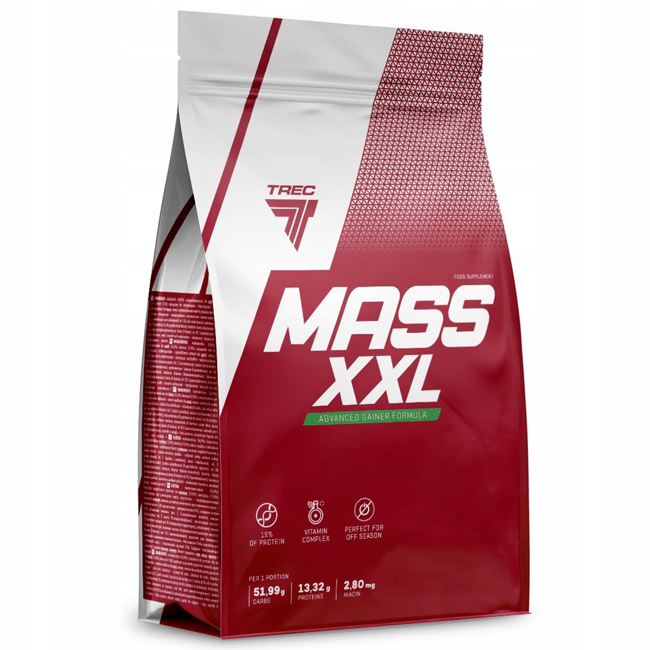 Gainer Trec Nutrition Mass XXL 3 kg Banán Svalová hmota Sacharidy Bílkoviny