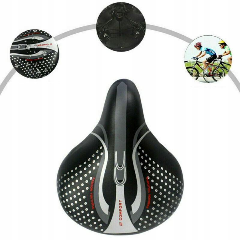 SIODEŁKO ROWEROWE, UNIWERSALNE, ERGONOMICZNA WODOSZCZELNE SIODEŁKO ROWEROWE Kolor dominujący czarny