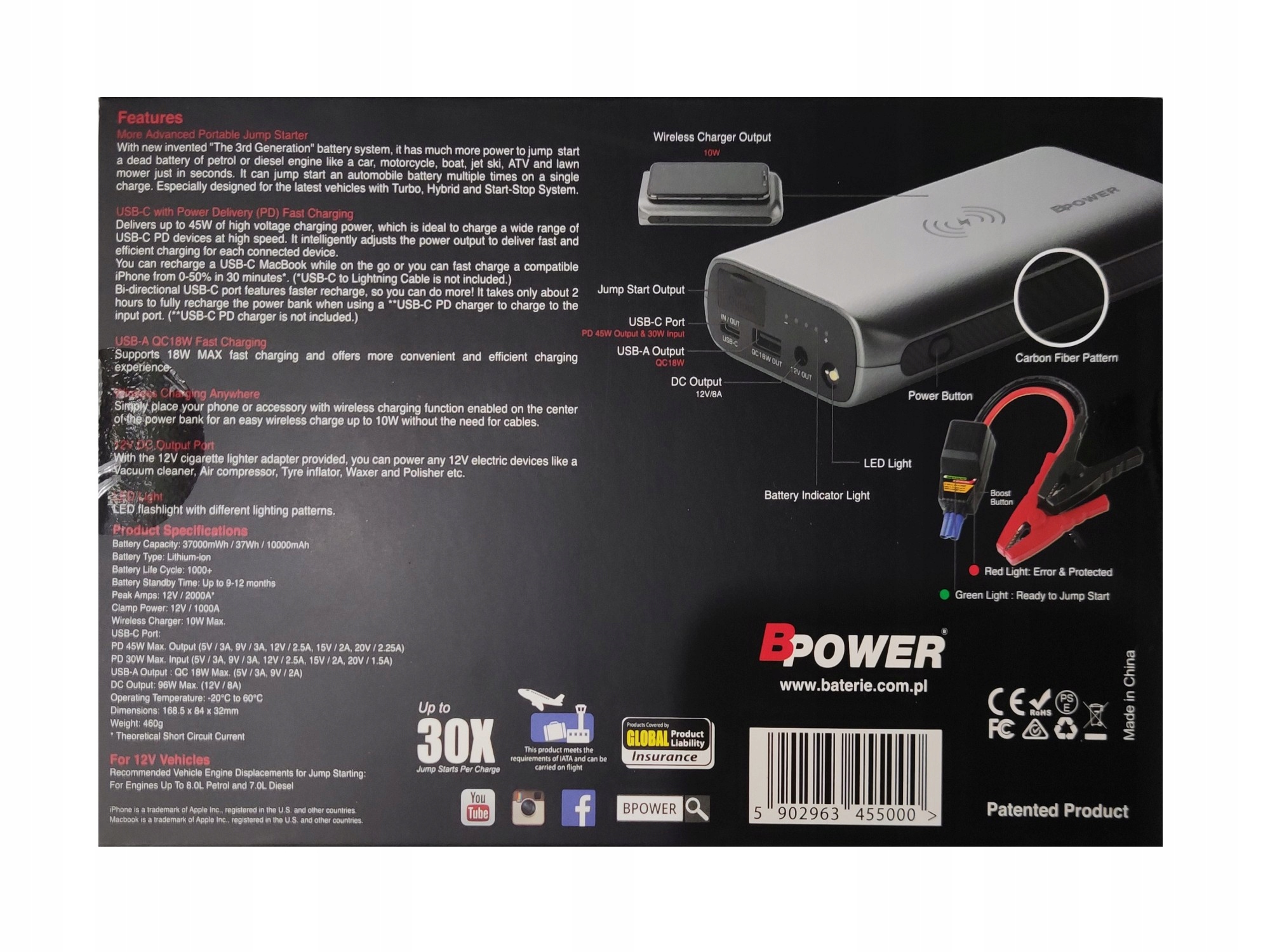 Booster BPower GBC700 PRO 2000A starter rozruch Producent code GBC700