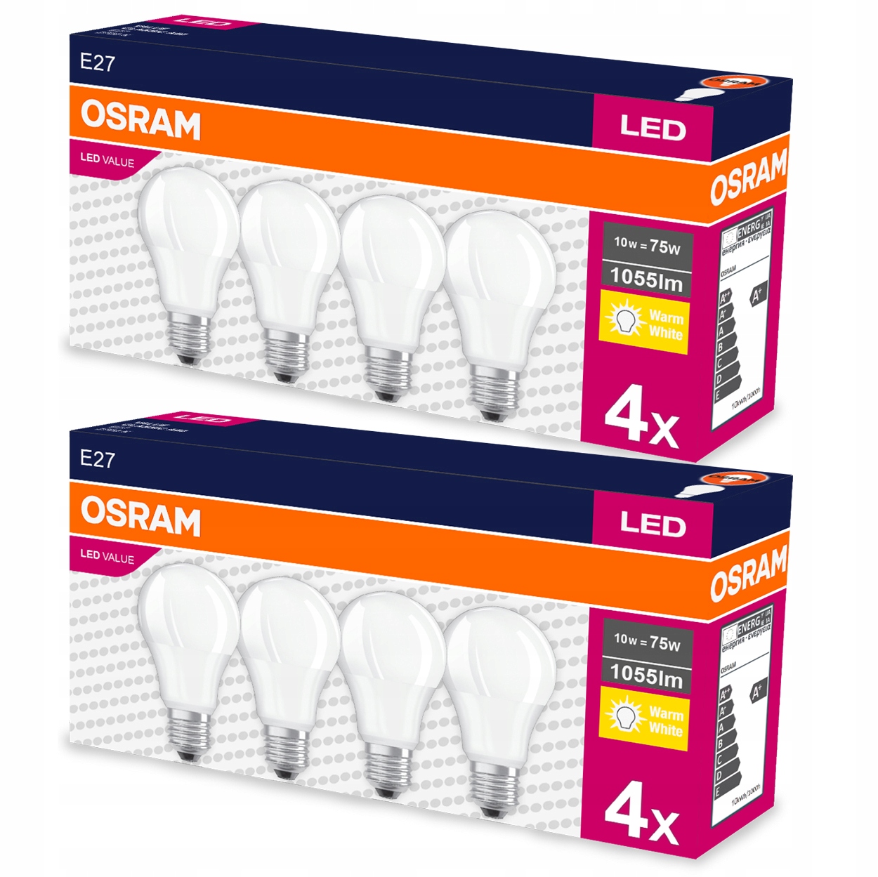 

8x Żarówka Led E27 10W 75W 2700K 1055LM Osram