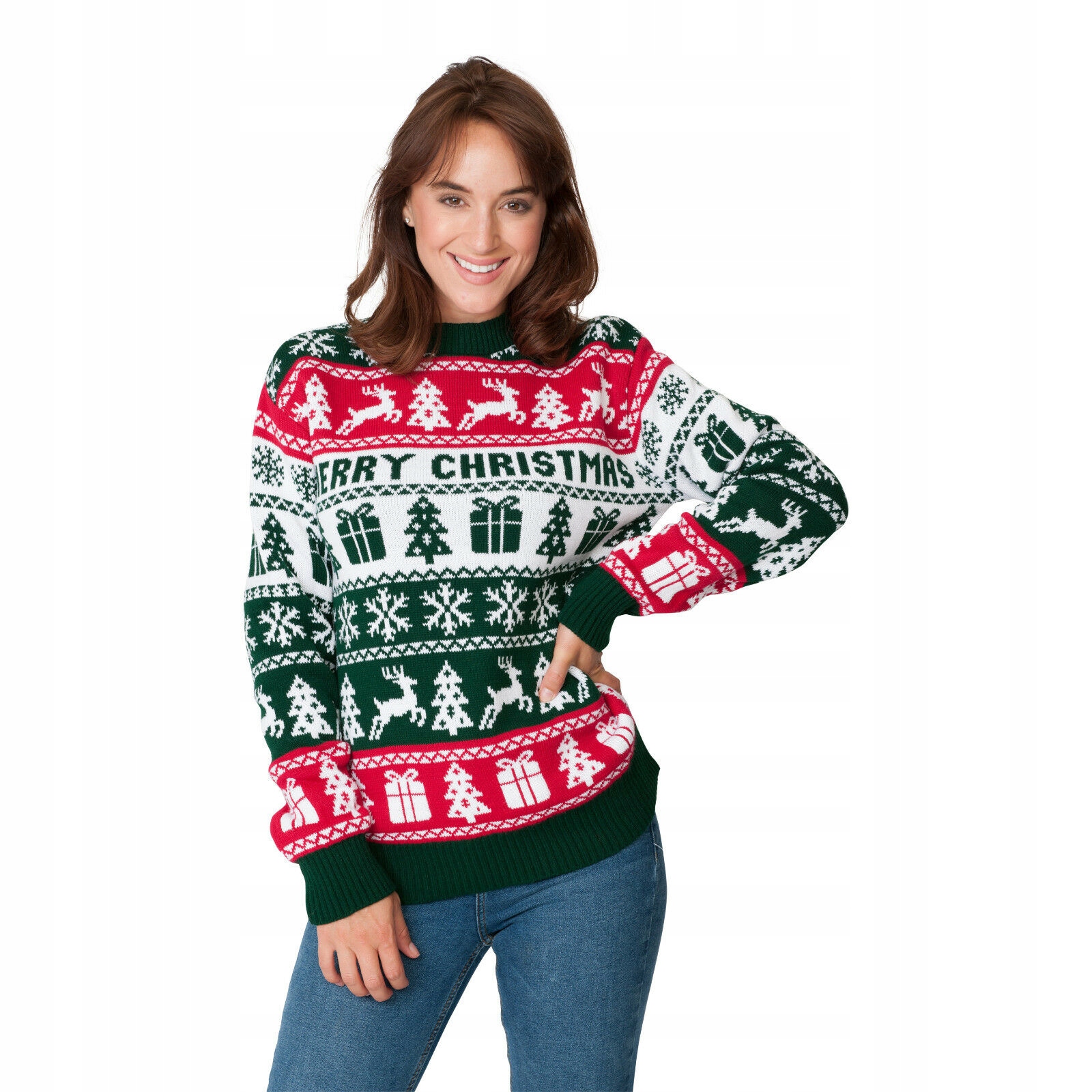 SWETER SWIATECZNY WZORY SWIATECZNE NA SWIETA XL Zapięcie brak