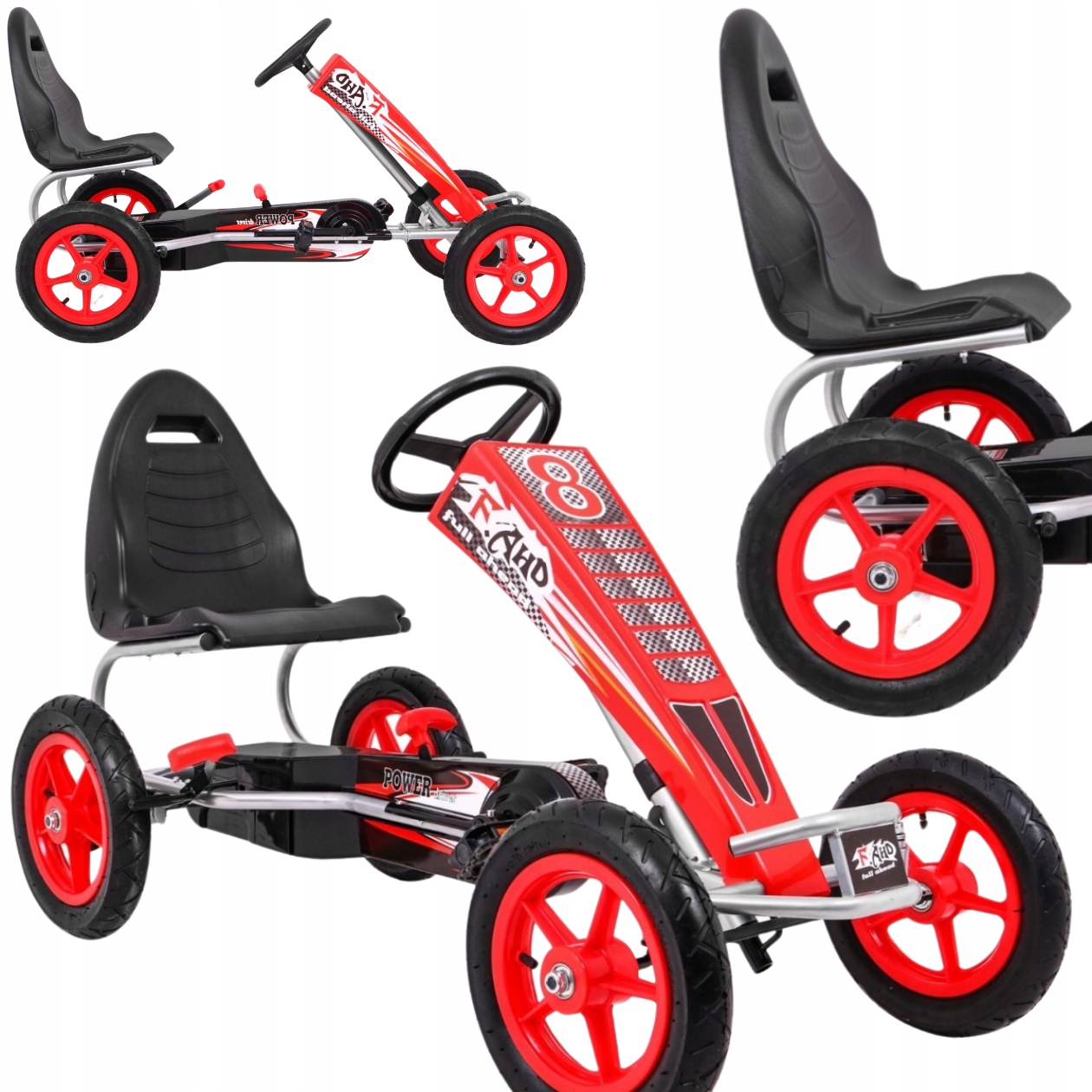 Gokart Na Pedały Dla Dzieci Dziecka Do 50KG Jeździk Regulowany Czerwony