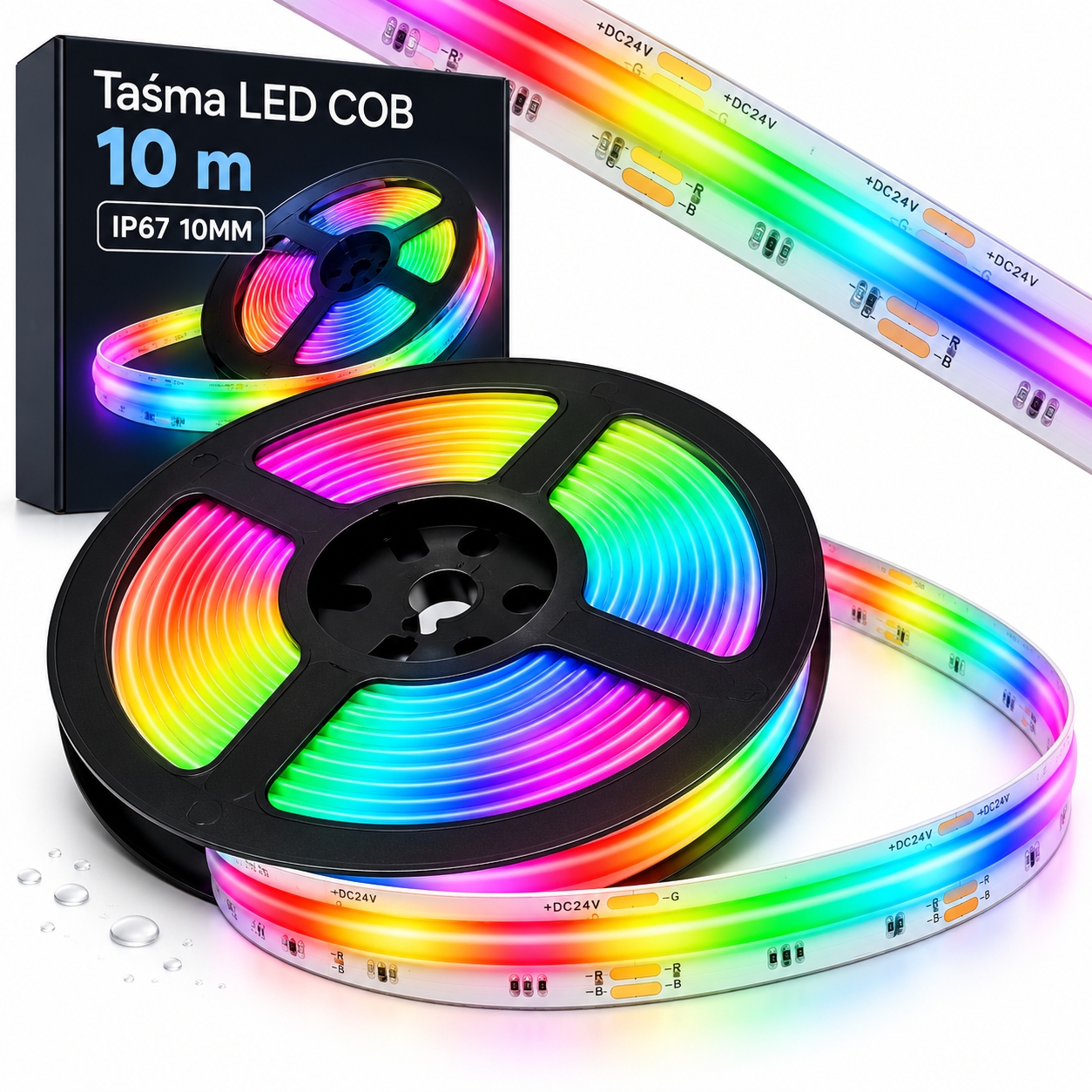 Rgb Cob Led pásek 10 m pro nábytek a strop 24 V, barevné dekorativní světlo