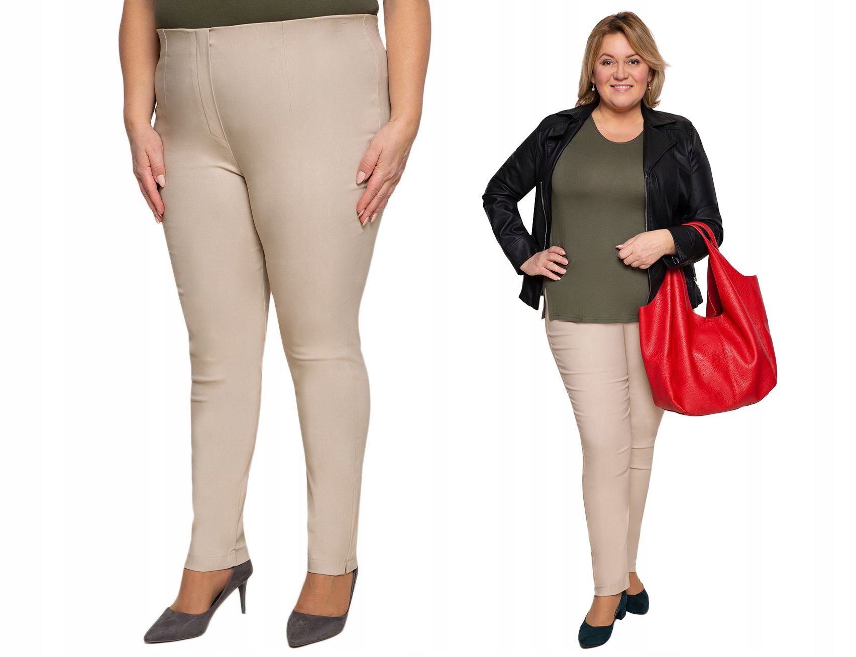 Béžové kalhoty se zúženou nohavicí 52