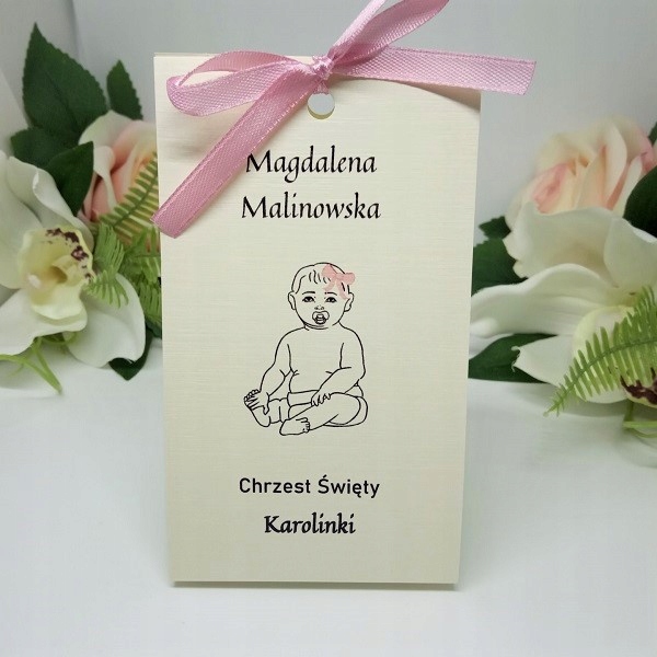 WA17B Podziękowanie + winietka na chrzciny CHRZEST Przeznaczenie dla gości