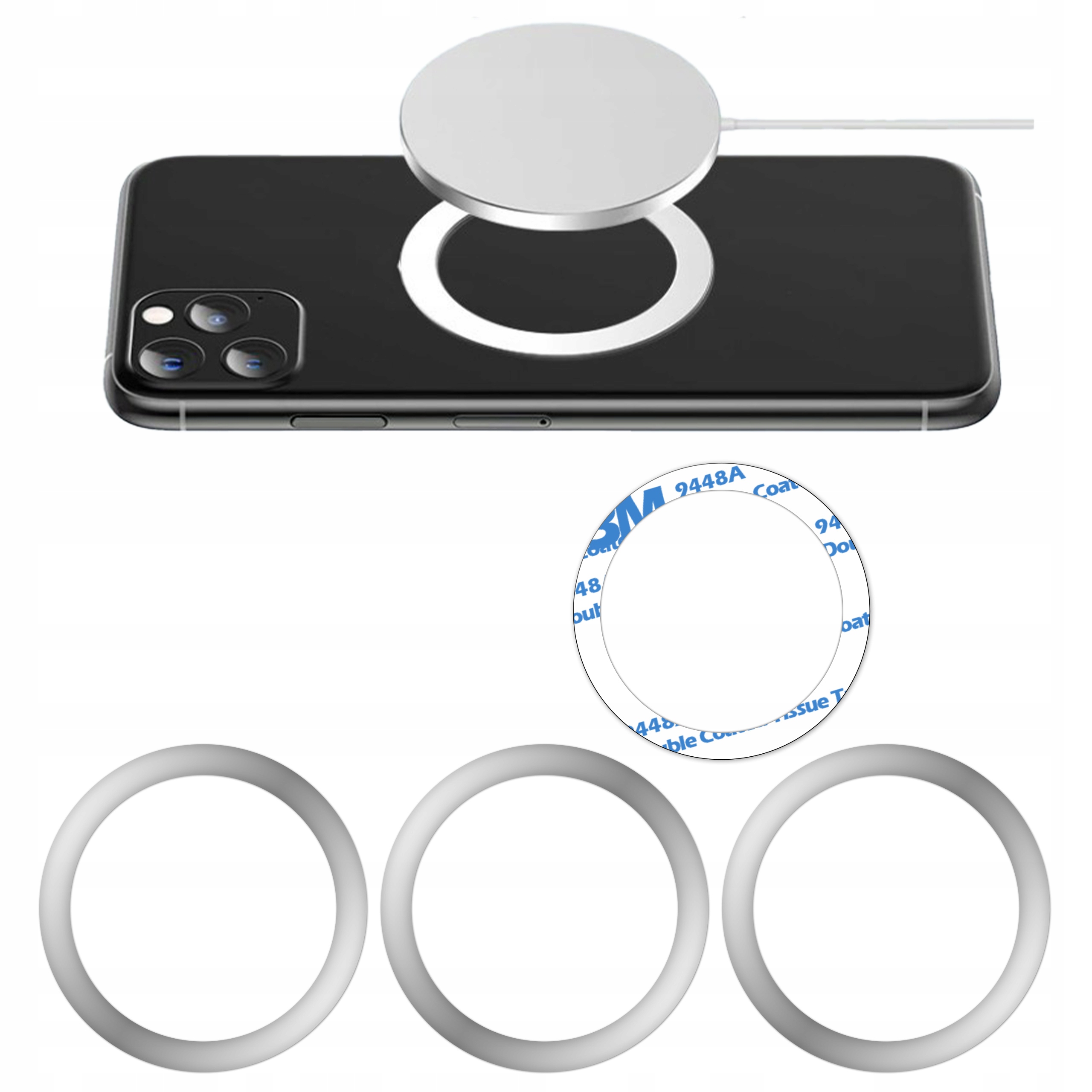 Metalowa Blaszka Okrągła do Uchwytu Magnetycznego Ładowarki Taśma 3M 55mm